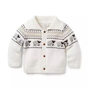 Janie & Jack Baby Fair Isle Sheep Cardigan size 6-12M 100% cotton ITEM 100044583